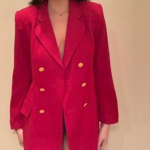 Red Wool Double Breasted Gold Button Jacket